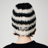 HAIRY KNIT BEANIE, BLACK+IVORY
