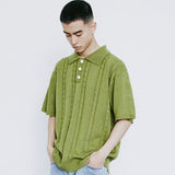 チェーンケーブルカラーハーフニット / CHAIN CABLE COLLAR HALF KNIT BASIL