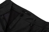 Faux-Leather Slit Trousers _ Black