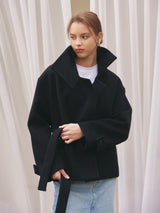 ハイネックハーフコート / HIGHNECK HALF COAT_BLACK