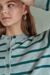 stripe pattern hand beading 100%wool cardigan_snow bird (6655894126710)