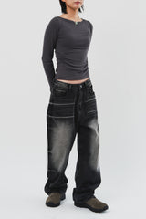 (W) Base Shirring Longsleeve (3color)