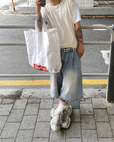 No.0276 W pintuck wide denim SHORTS