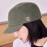 VA Square Stud Wool Bellboy Cap / Green