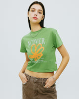 ペインティングフラワークロップTシャツ/PAINTING FLOWER CROP TSHIRT-KHAKI
