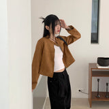 Rilch Zipper Biker Suede Cropped Jacket