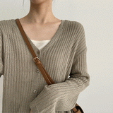 ペッパーリネンリブドニットカーディガン / Pepper Linen Ribbed Knit Cardigan