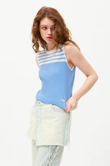 スモールチェリーストライプニットベスト / SMALL CHERRY STRIPE KNIT VEST [SKY]