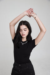 mii リブ SS Tシャツ / mii RIBBED SS T-SHIRT BLACK