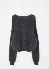 チャコールププVネックニット/Charcoal Pupu V-neck Knit