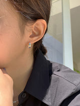 [92.5silver] bulky drop one-touch earrings (silver) 