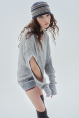 ロゴホールウォーマーニット / logo hole warmer knit_gray