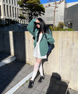 vintage denim hood zip-up