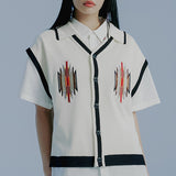エスニックカラーニットカーディガン / ETHNIC COLLAR KNIT CARDIGAN_OATMEAL