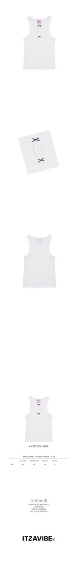 リボンスリーブレストップ / RIBBON SLEEVELESS TOP_WHITE