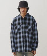 CHECK SHIRT HOODIE (BLUE)