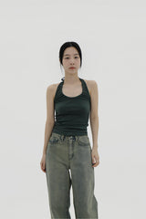 シャーリングホルターネックスリーブレス / Shirring halterneck sleeveless (5color)