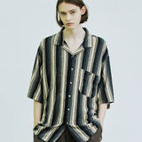 アイロ グランジ ストライプ ジャージ シャツ / airo grunge stripe jersey shirt brown