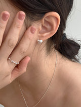[92.5silver] matt heart one-touch earrings (wide ver.)