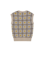 グラニースクエアオーバーサイズベスト/GRANNY SQUARE OVERSIZED VEST SAND BEIGE