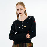 Round Neck Ribbon Cardigan [Rainbow]