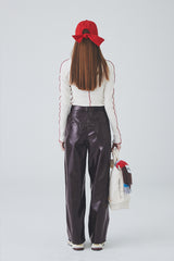 カラーラインハーフネックTシャツ / Color Line Half Neck T-Shirt [Ivory]