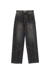 デニムダイアゴナルステッチドパンツ / DENIM DIAGONAL STITCHED PANTS (BLACK)
