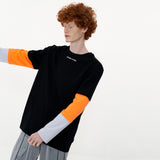 Triple Sleeve T-shirt [Black_Orange_Purple] (6592399278198)