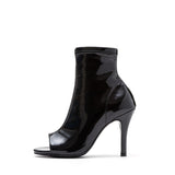 Open Toe Slim Ankle Heel(Glossy Black)