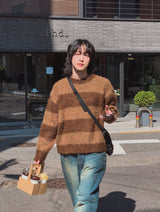 カルチャーモヘアストライプニット (3 color)