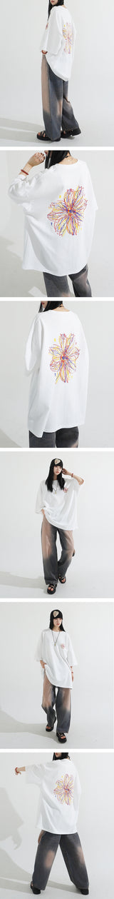 Flower Sketch Over-Fit T-shirt