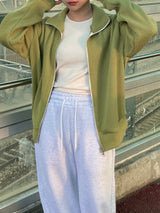 Unisex half turtleneck zip-up