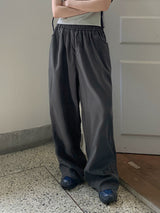 ロモンデイリーバンディングストリングコットンロングワイドパンツ / Romon Daily Banding String Cotton Long Wide Pants