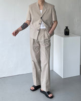 リネンツータックロングパンツスラックス / ECT linen two-tuck long pants slacks (2 colors)