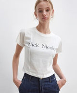 NICOLE PINTUCK CROP TEE_CREAM