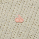 SMALL CHERRY V-NECK CABLE CROP KNIT [OATMEAL]