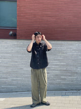 Linen pin tuck banding pants 4color