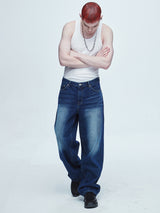 ヴィンテージ ウォッシング ワイド デニムパンツ / Vintage Washing Wide Denim Pants Blue