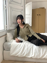 키엘 빈티지 지퍼 포켓 골지 집업