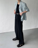 SI linen short-sleeved three-button jacket (2 colors)