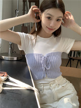 レイヤードニットチューブトップ / layered knit tube top