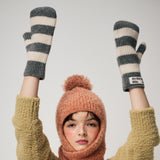 STRIPE MITTENS, GREY+IVORY