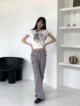 デイジーカーゴセミブーツカットロングコットンパンツ/Daisy Cargo Semi Bootcut Long Cotton Pants