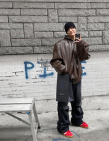 No.0458 leather hood bomber padding JP