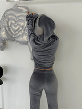velvet shirring bootcut pants