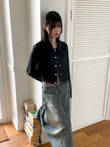 ローソンワイドカラースリムクロップクラックレザーレザージャケット