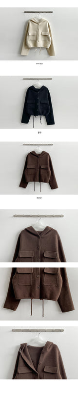 Eel soft woolen button hoodie jacket