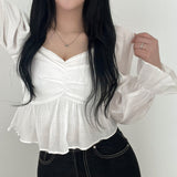 Smocked Back Chiffon Blouse