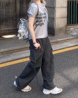 Romantic sporty block core lettering short-sleeved T-shirt