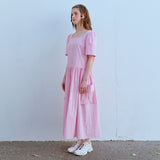スクエアネックポケットドレス / SQUARE NECK POCKET DRESS, PINK